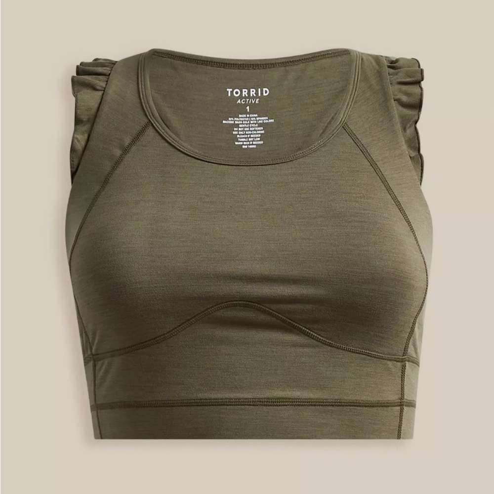 Torrid Plus Size Wireless Ruffle Trim Active Sport Bra